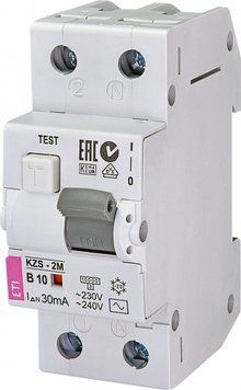 Автоматичний вимикач ETI KZS-2M B 10/0,03 тип AC (10kA) RC_2173102 фото