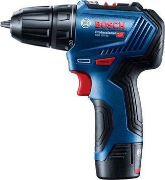 Шуруповерт-дрель аккумуляторная Bosch GSR 12V-30, 12В 2х2Ач, 18/30 Нм, 20+1, 420/1600об/мин, ЗУ, кейс, набор RC_0.601.9G9.001 фото