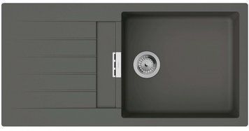 Мойка кухонная Hansgrohe S52, гранит, прямоугольник, с крылом, 980х480х190мм, чаша &ndash; 1, врезная, серый камень RC_43358290 фото