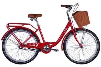 Велосипед сталь 26 Dorozhnik LUX планет рама-17" красный с багажником заднего St с корзиной Pl с крылом St VT_OPS-D-26-251 фото