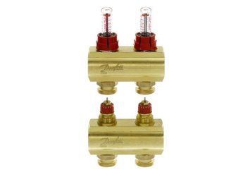 Розподільний колектор Danfoss FHF-F, 2+2 контури, з ротаметрами, латунь RC_088U0522 фото