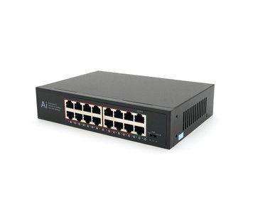 POE комутатор Merlion 14 POE 10/100+2 RJ45 10/100/1000+ вбудований блок живлення 52V 4.8A U_28290 фото