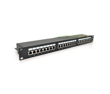 Патч панель PiPo 24 порту FTP кат 5Е 19" 1U екранована чорна Q10 U_02879 фото