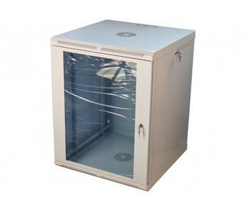 Шафа телекомунікаційна 19" VAGO 15U, тип - настінна, двері - акрил, колір - сірий, 775х600х450 мм U_28862 фото