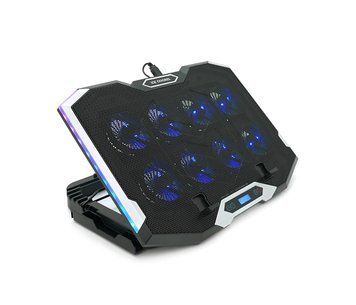 Подставка под ноутбук IceCoorel K10, 10-17", 8*70mm, корпус пластик+алюминий, 2xUSB2.0 + LCD, 410x297x40mm U_35671 фото