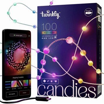 Гірлянда Smart LED Twinkly Candies Pearl RGB 100 IP20 6м USB-C кабель зелений Twinkly RC_TWKP100RGB-G фото