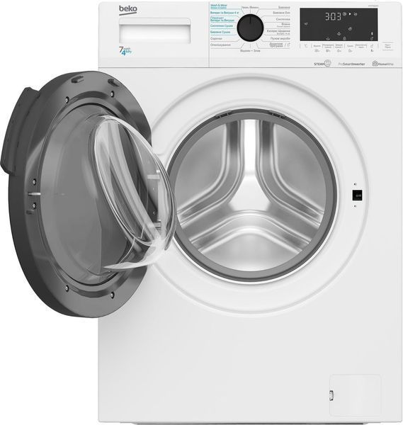 Стирально-сушильная машина Beko фронтальная, 7(4)кг, 1200, B, 45см, дисплей, белый RC_HTE7616X0 фото