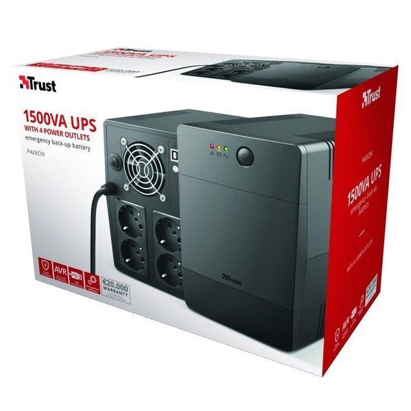ИБП Paxxon 1500VA UPS with 4 standard wall power outlets BLACK Trust RC_23505_TRUST фото