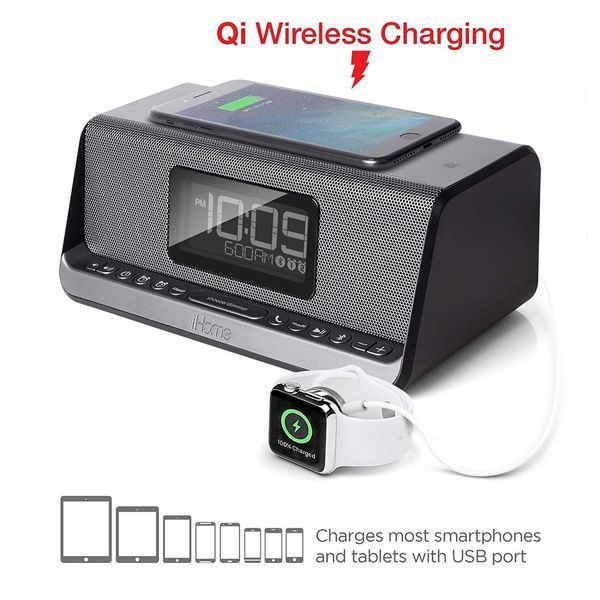 Акустическая док-станция iHome IBN350G, Qi Wireless Charging, BT, NFC, USB, Aux Mic RC_IBN350V2G фото