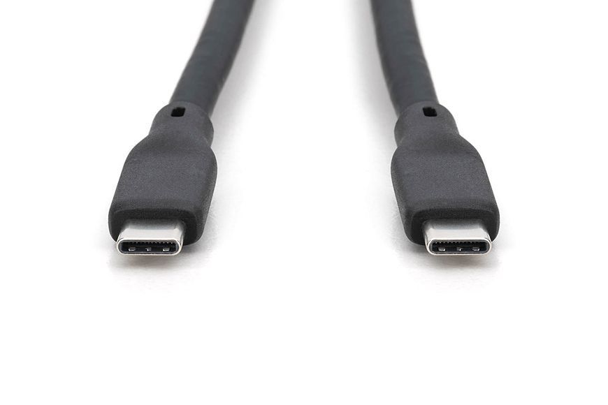 Digitus Кабель USB-C зарядки/синхронізації, 1м, USB 4.0 Gen3, 40G, 240W, 8K, силіконовий, чорний RC_AK-300344-010-S фото