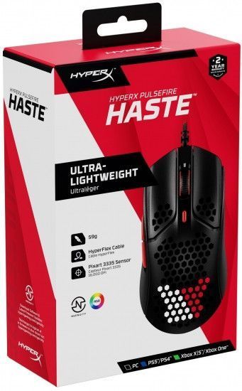 Миша HyperX Pulsefire Haste, RGB, USB-A, чорно-червоний RC_4P5E3AA фото