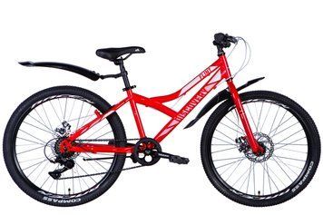 Велосипед сталь 24" Discovery FLINT DD рама-13" червоний з крилом Pl 2024 VT_OPS-DIS-24-346 фото