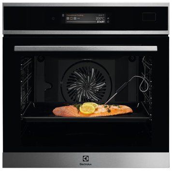 Electrolux Духова шафа електрична, 71л, A++, пара, конвекція, піроліз, ф-ція пароварки, чорний+нерж RC_EOC9P31WX фото