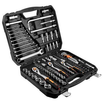 Набор инструментов Neo Tools, 126шт, 1/2" 1/4" 3/8" CrV, кейс RC_10-070 фото