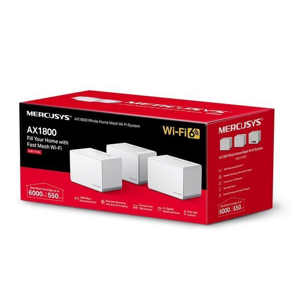 Система WiFi-Mesh MERCUSYS H70X AX1800, 3xGE LAN/WAN, 3мод RC_HALO-H70X-3-PACK фото