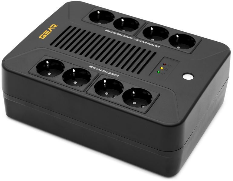 Пристрій безперебійного живлення GEAR, UPS 850VA, 510W, AVR, 8Schuko, plastic case USB+RJ45 (GU-850PLUS6) IP_GU-850PLUS6 фото