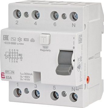 ETI Реле дифференциальное (УЗО) 4р EFI-P4 63/0,3 тип AC (10kA) RC_2061633 фото