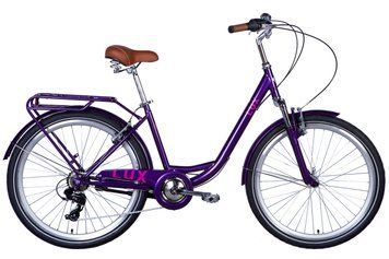 Велосипед сталь 26 Dorozhnik LUX AM Vbr трещотка рама-17" сливовой с багажником заднего St с крылом St 2024 VT_OPS-D-26-277 фото