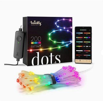 Гірлянда Smart LED Twinkly Dots Lights RGB 200 IP44 10м прозорий кабель Twinkly RC_TWD200STP-TEU фото