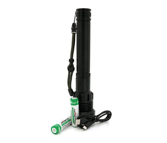 Фонарь ручной Voltronic XHP90, 1LED XHP90, 45W, боковой светодиод, 7 режима, ZOOM,2х18650/6200mah, Black, U_28601 фото