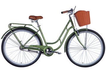Велосипед сталь 28 Dorozhnik RETRO Velosteel рама-19" темно-зелений з багажником задн. St з кошиком Pl з VT_OPS-D-28-394 фото