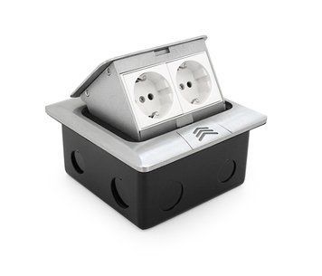 Розетка подвійна висувна підлогова із заземленням Voltronic J28L, Input: AC 100-250V 16A, колір - білий U_19987 фото