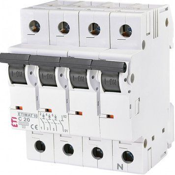 Автоматический выключатель ETI, ETIMAT 10 3p+N C 20А (10 kA) RC_2136717 фото