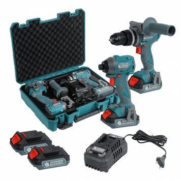Набір із двох акумуляторних інструментів Konner&Sohnen KS IDISD 20V SET 2 20В дриль ударний, гвинтоверт, швидкий ЗП 2А акб 2х2А&middot;год кейс 5кг RC_KSIDISD20VSET2 фото