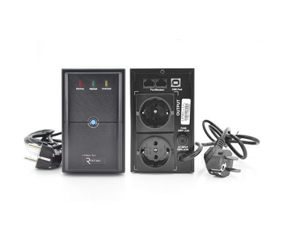ИБП Ritar E-RTM650L-U (390W) ELF-L, LED, AVR, 2st, USB, 2xSCHUKO socket, 1x12V7Ah, metal Case Q4 (370*130*210) U_09818 фото
