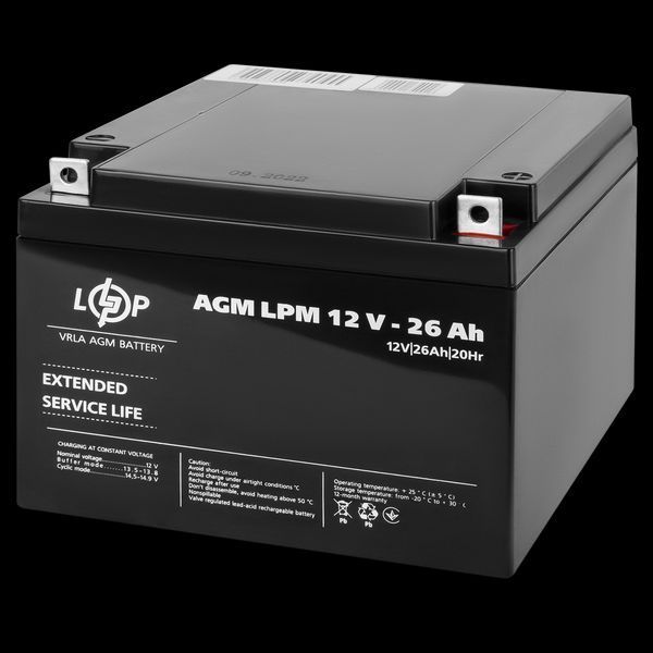 Акумулятор AGM LPM 12V - 26 Ah LP_4134 фото
