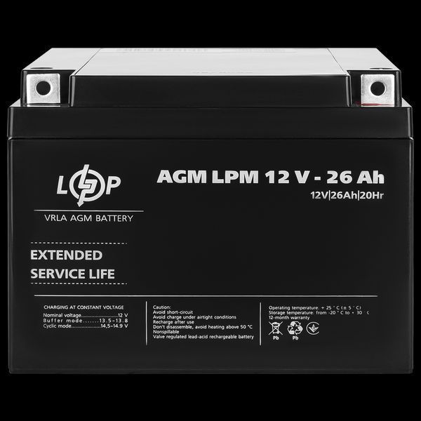 Акумулятор AGM LPM 12V - 26 Ah LP_4134 фото