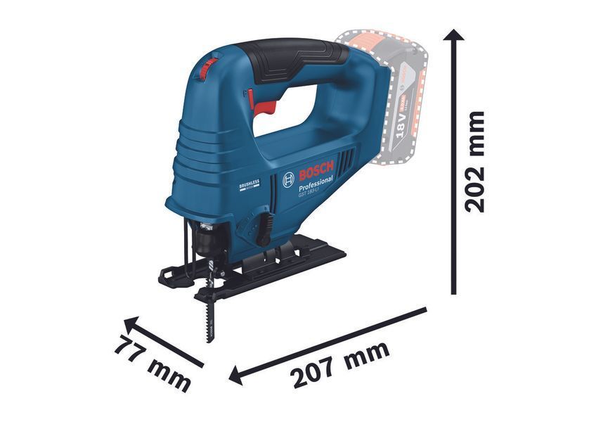 Bosch Лобзик GST 183-LI акумуляторний безщітковий 18В 1х4А&middot;год 0-3300об&middot;хв хід 20мм 1.6кг кейс RC_0.601.5B7.022 фото