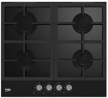 Варильна поверхня Beko газова на склі, 60см, чавун, чорний RC_HILG64225S фото