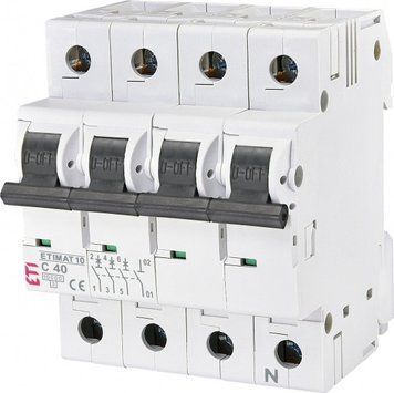 Автоматический выключатель ETI, ETIMAT 10 3p+N C 40А (10 kA) RC_2136720 фото