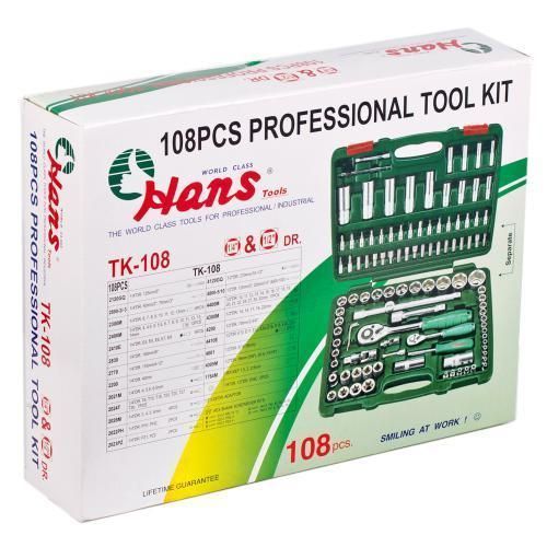 Набір торц. головок професійний 1/4"DR4-14мм та 1/2"DR10-32 мм,108 предм HANS OL_55505 фото