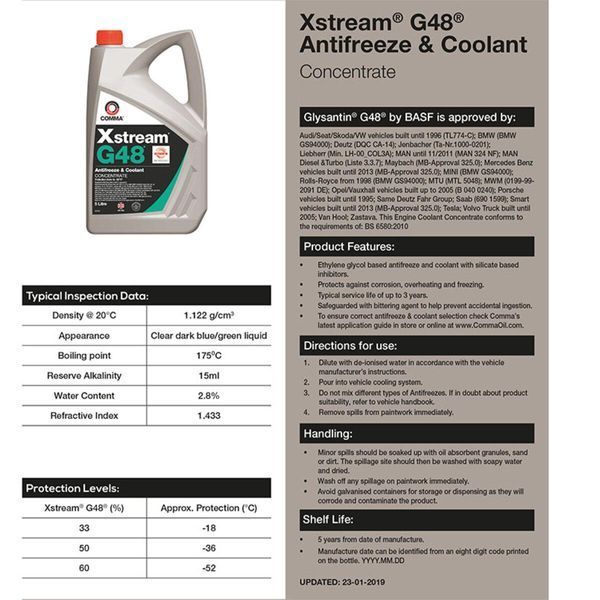 Антифриз Comma XSTREAM G48 AF CONC концентрат 5л LI_XSG5L фото