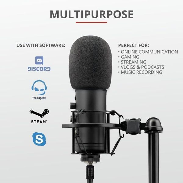 Мікрофон для ПК Trust GXT 256 Exxo, Cardioid, USB-A, 1.8м, RGB, чорний RC_23510_TRUST фото