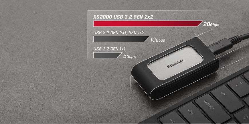 Портативний SSD Kingston 4TB USB 3.2 Gen 2x2 Type-C XS2000 RC_SXS2000/4000G фото