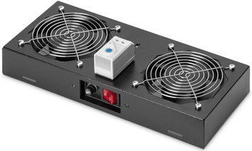 Digitus Панель вентиляторів 19" Roof Wall Mount, 2 fans, thermostat, RAL 9005 RC_DN-19FAN-2-WM-T-SW фото