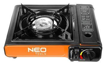 Плитка газовая портативная Neo Tools, 2.1кВт, пьезорозжиг, 150г/ч, кейс RC_20-050 фото
