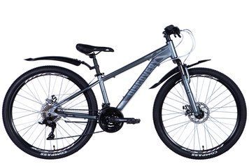Велосипед алюміній 26" Discovery BASTION AM DD рама-13" сіро-чорний (матовий) з крилом Pl 2024 VT_OPS-DIS-26-578 фото