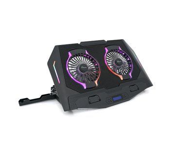 Подставка под ноутбук IceCoorel N10, 10-18", 2*125 мм 1400&plusmn;10% RPM, корпус пластик+алюминий, 2xUSB 2.0 + LCD U_31502 фото