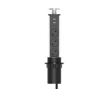 Удлинитель встроен в столешницу 3 Розетки + 2 USB сечение 3х0 75мм 16А 250V 2 м Black U_20590 фото