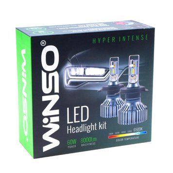 LED автолампа Winso H7 12/24V 60W 8000Lm 6500K ZES Chip, Комплект 2 шт LI_798700 фото