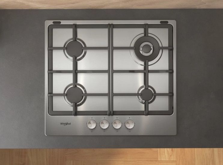 Варочная поверхность Whirlpool газовая, 60см, чугун, конфорка с двойным рядом пламени, нерж. RC_TKRL661IXEU фото