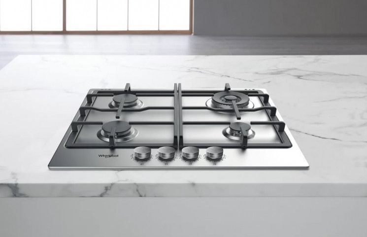 Варочная поверхность Whirlpool газовая, 60см, чугун, конфорка с двойным рядом пламени, нерж. RC_TKRL661IXEU фото