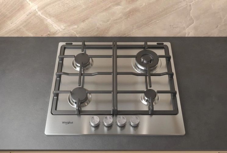 Варочная поверхность Whirlpool газовая, 60см, чугун, конфорка с двойным рядом пламени, нерж. RC_TKRL661IXEU фото