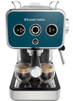 Кофеварка Russell Hobbs рожковая Distinctions Ocean 1.1л, молотая + чалды, сине-серебристый RC_26451-56 фото