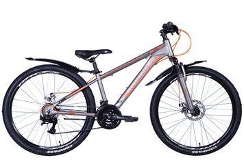 Велосипед алюміній 26" Discovery BASTION AM DD рама-13" сріблясто-помаранчевий (матовий) з крилом Pl 2024 VT_OPS-DIS-26-579 фото
