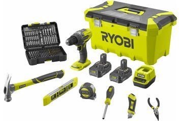 Шуруповерт аккумуляторный Ryobi R18 DD3-220TAH (2 АКБ / 2 Ач, зарядное, набор инструментов) HY_090115533 фото
